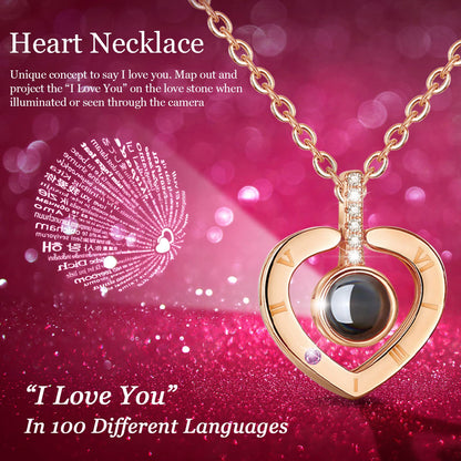 Eternal Rose with I Love You Necklace in 100 Languages