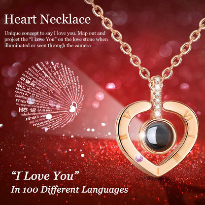 Eternal Rose with I Love You Necklace in 100 Languages