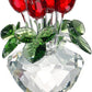 H&D Spring Bouquet Crystal Glass Flowers Red Rose Figurine