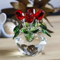 H&D Spring Bouquet Crystal Glass Flowers Red Rose Figurine